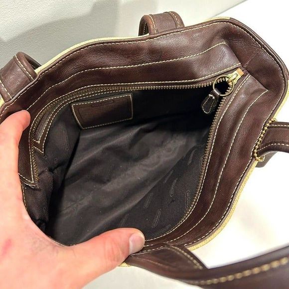 Vintage 1998 Coach Usa‎ Canvas Leather Hand Bag D9X6121 - Picture 7 of 8